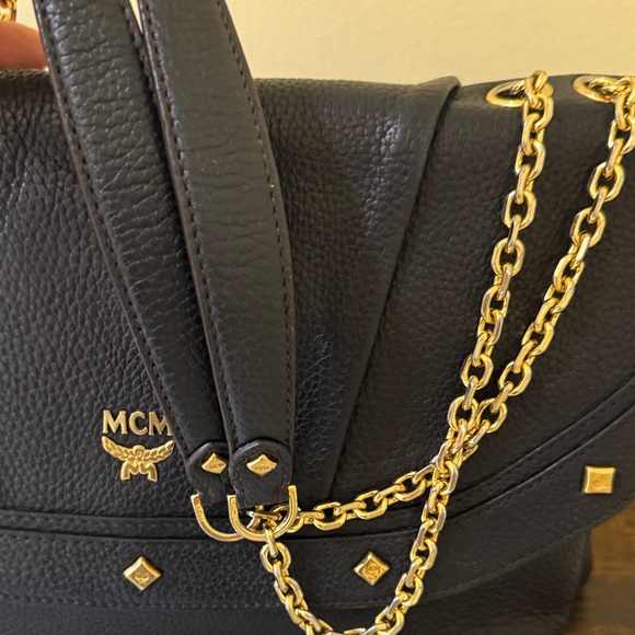 MCM Black Shoulder Bag with Gold Hardware MCM Handbag Authentic MCM - Picture 5 of 15